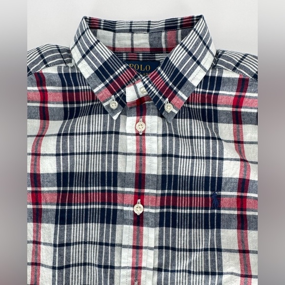 NWT Polo Ralph Lauren Boys Faded Madras Plaid Button Shirt Size 7 - Picture 3 of 4